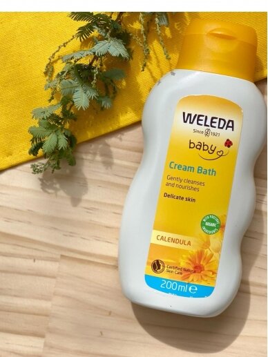 WELEDA CALENDULA BABY kreminis pienelis voniai su medetkų žiedų ekstraktu, 200 ml. 1