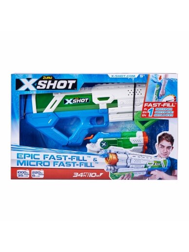 XSHOT žaislinių vandens šautuvų rinkinys Epic Fast-Fill ir Micro Fast-Fill, 56222