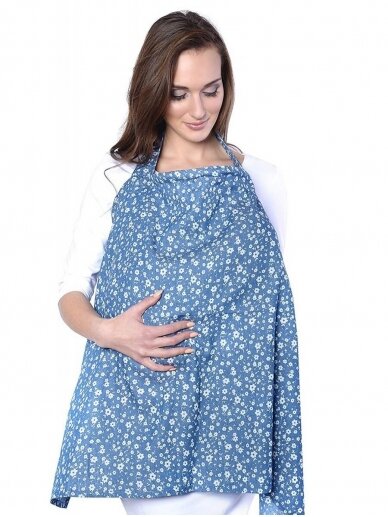 Breastfeeding cover by Mija (dark blue/flowers)